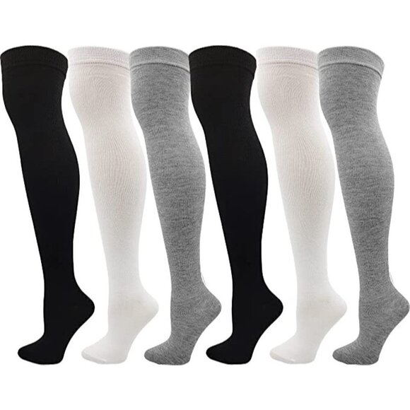 CUTE Knee High Socks Lace Long Warm Stockings Boots Dress Casual Winter Fall NWT - Picture 1 of 6